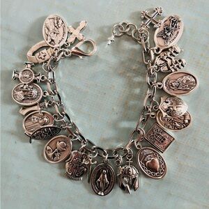 Charm Bracelet Armor of God, Saints Medals, Cross Charms/Catholic